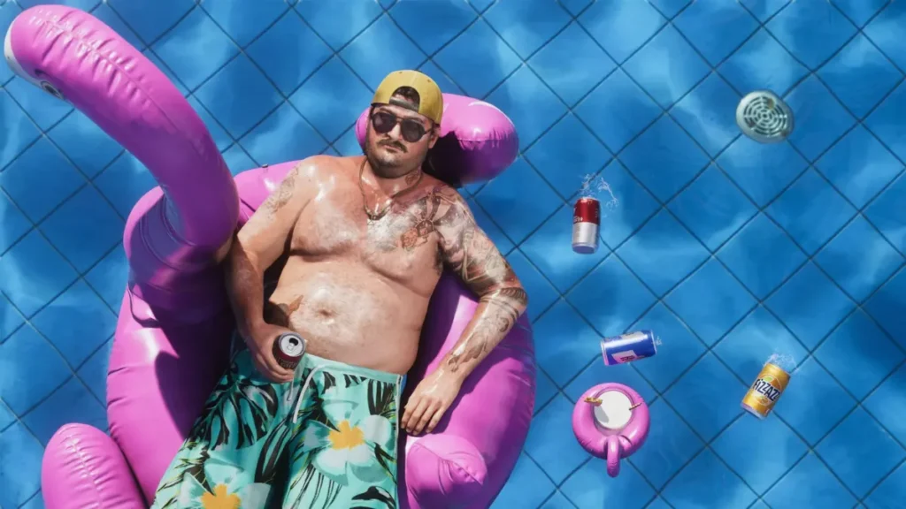 GTA 6 Will Reuse GTA 5 Ideas, Says Ex-Rockstar Producer Cal Hampton floating in a pool on a flamingo float in GTA 6