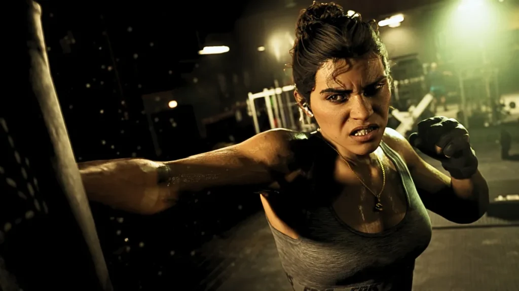 GTA 6 Lucia boxing in gym Vice City