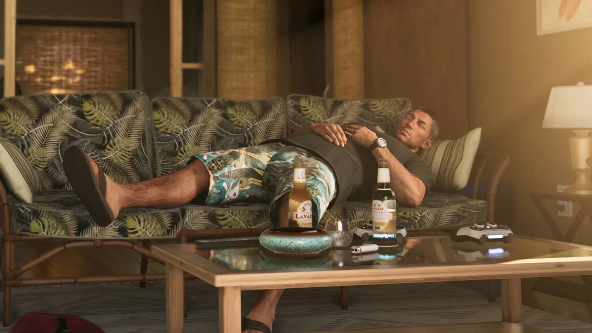 Jason sleeping on a couch in GTA 6 Home